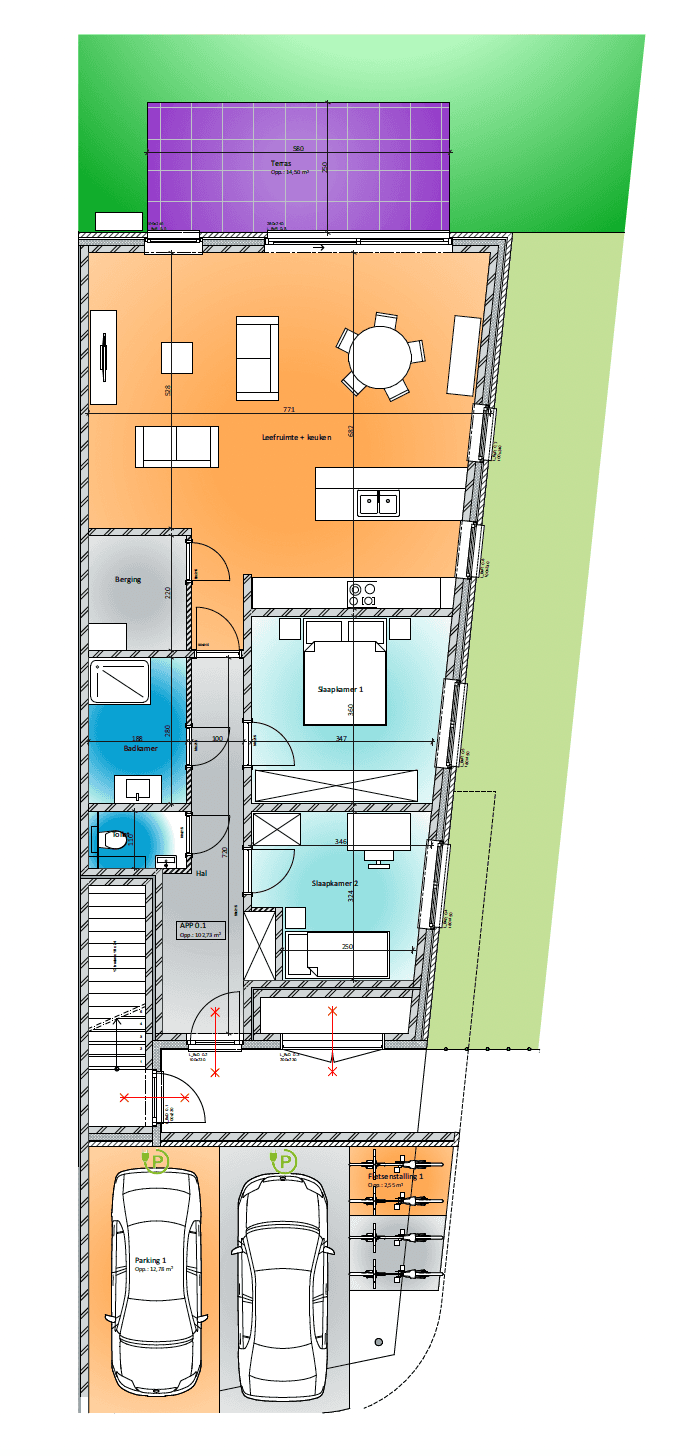 Appartement 0.1 - Plattegrond