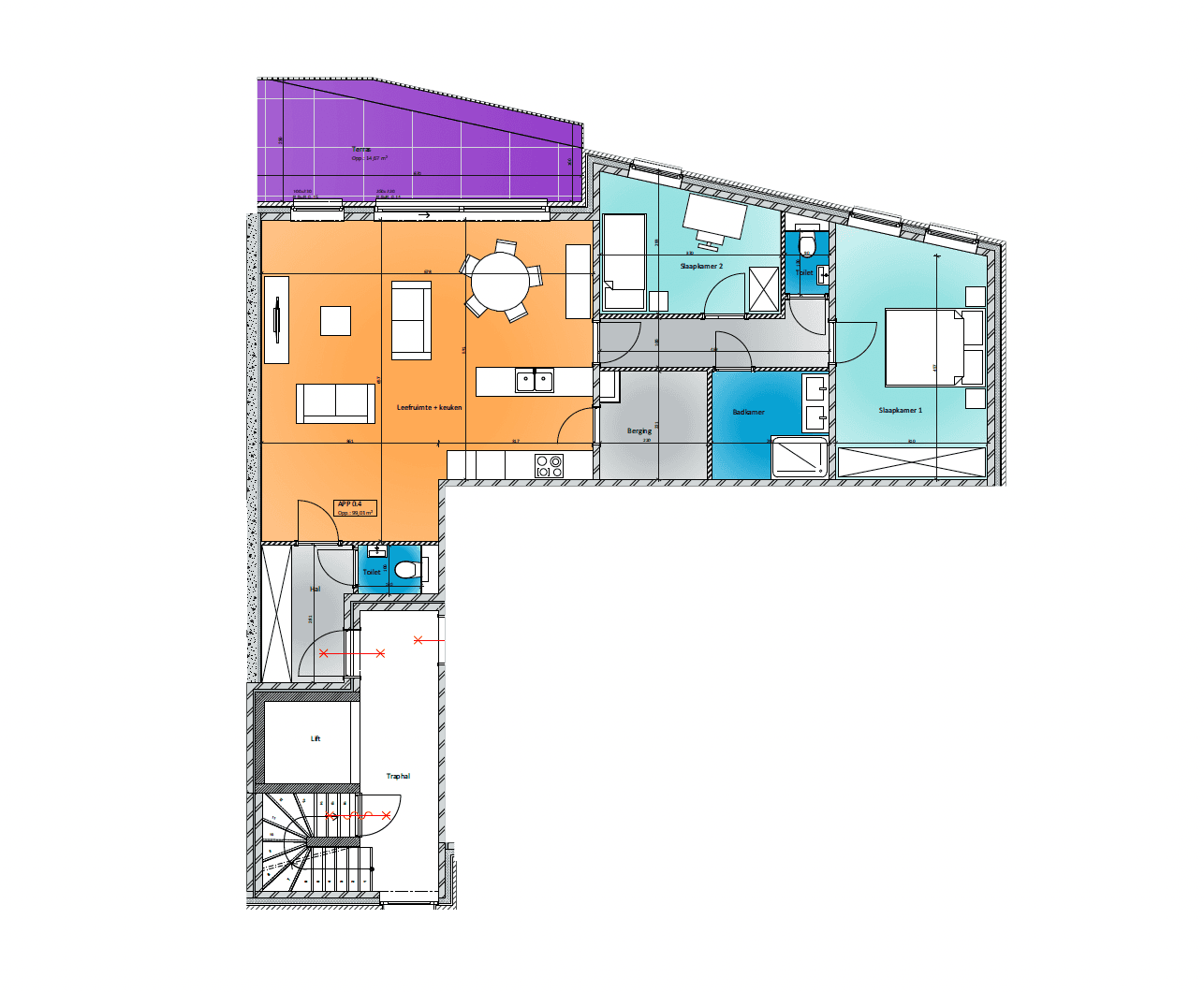 Appartement 0.4 - Plattegrond