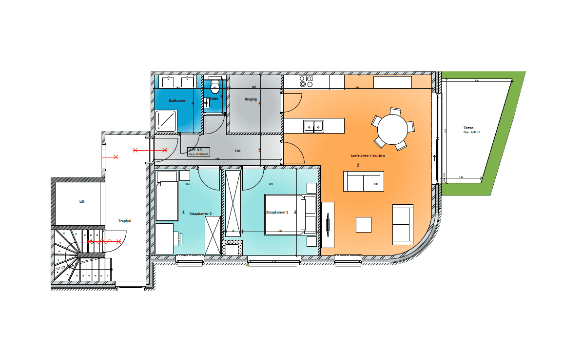 Appartement 0.5 - Plattegrond