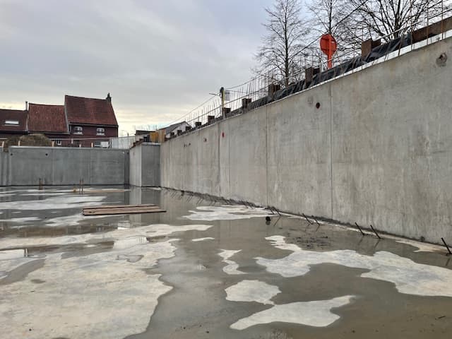 Vordering werken - kelderwanden en vloerplaat